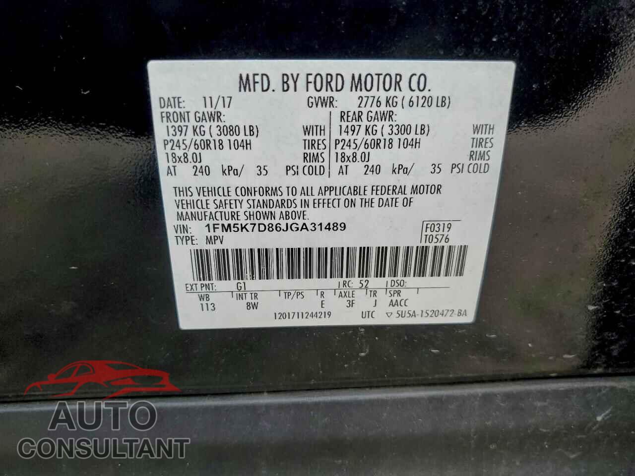 FORD EXPLORER 2018 - 1FM5K7D86JGA31489