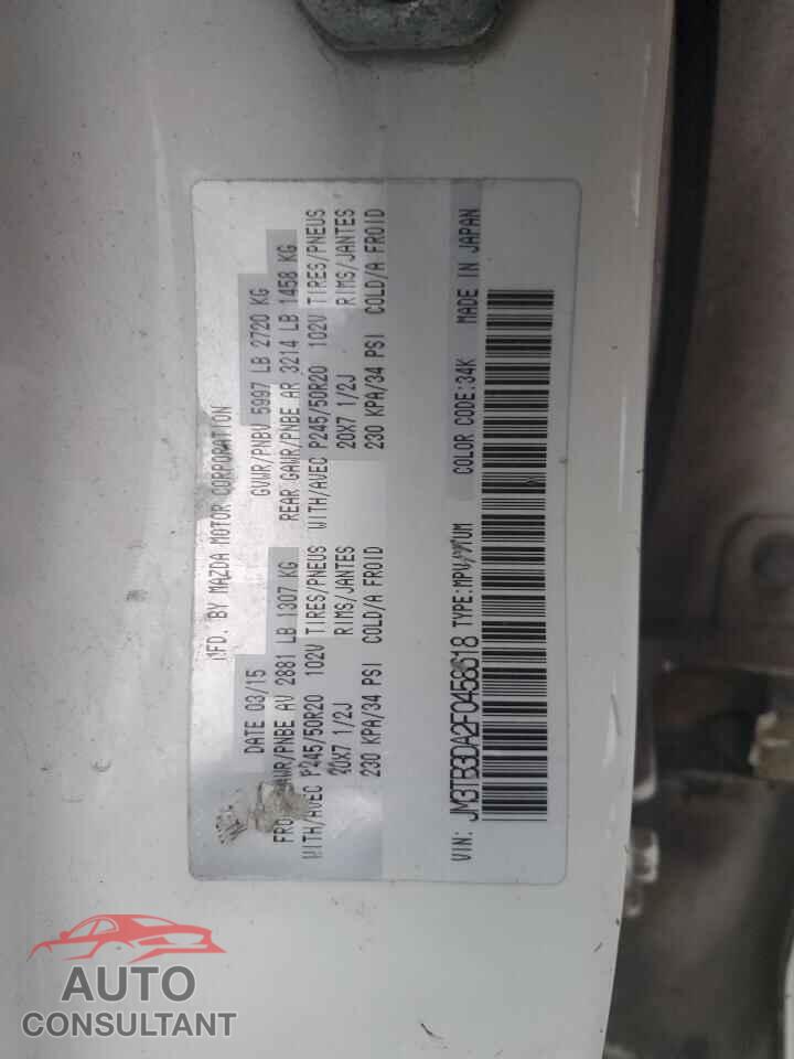 MAZDA CX-9 2015 - JM3TB3DA2F0458618