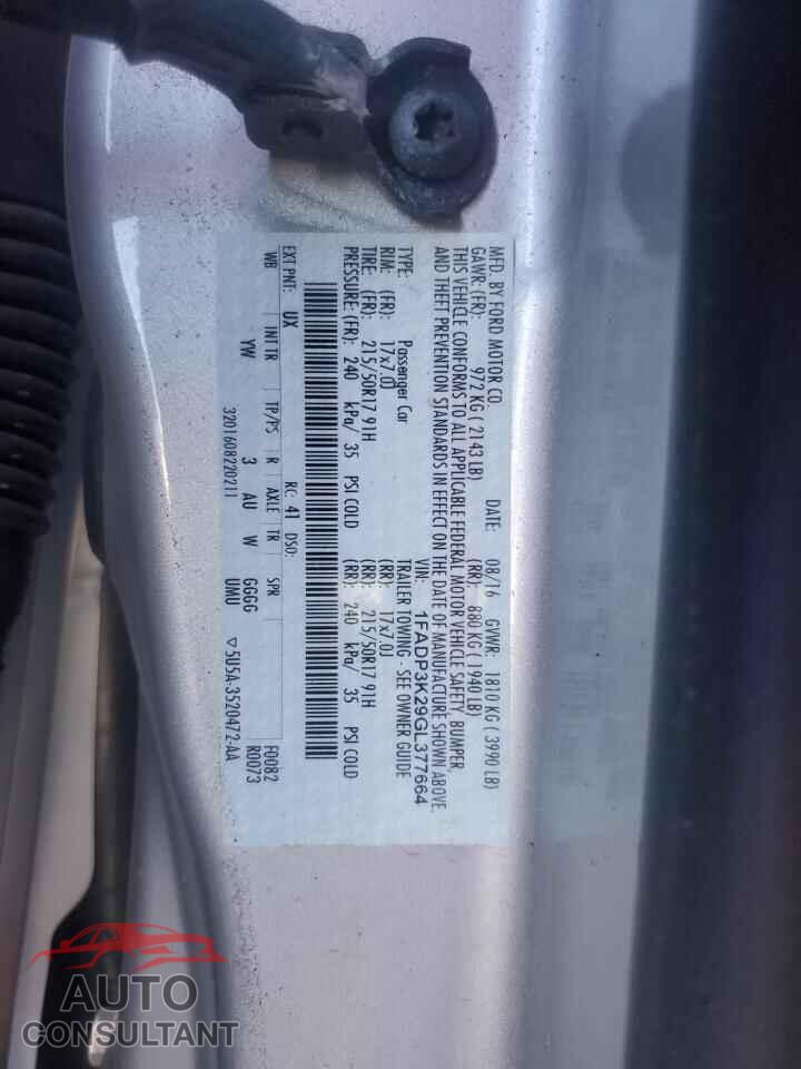 FORD FOCUS 2016 - 1FADP3K29GL377664