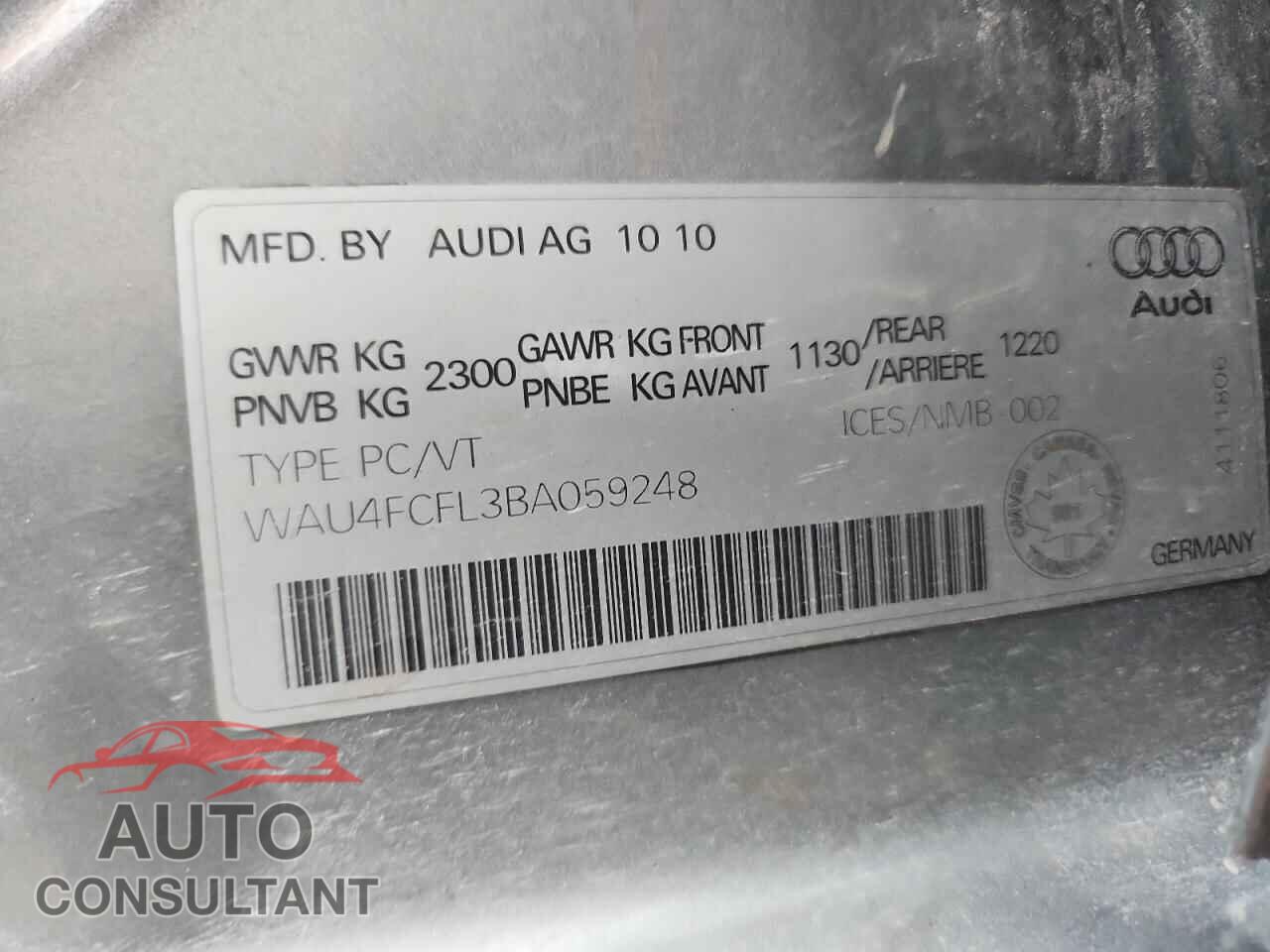 AUDI A4 2011 - WAU4FCFL3BA059248