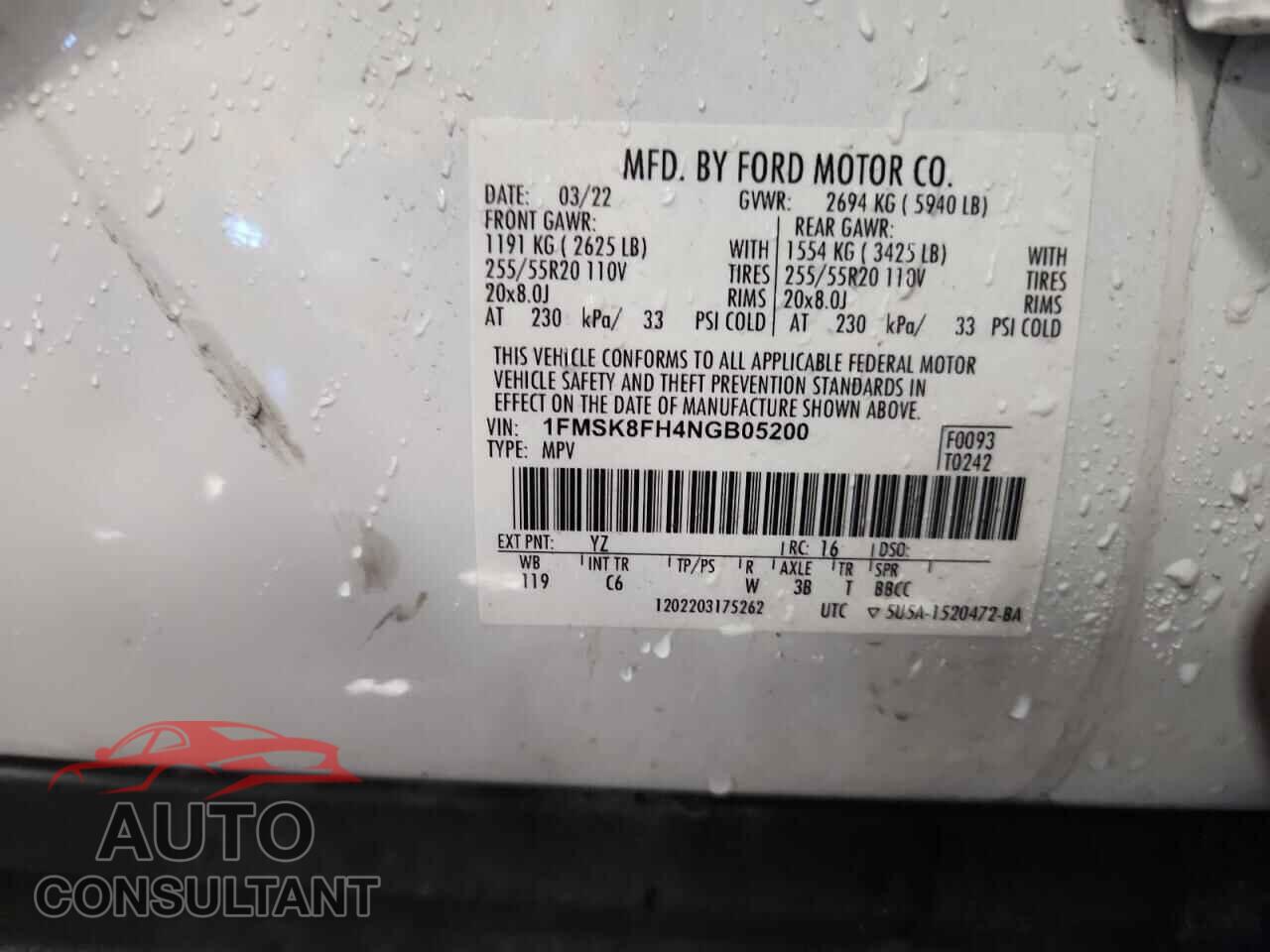FORD EXPLORER 2022 - 1FMSK8FH4NGB05200
