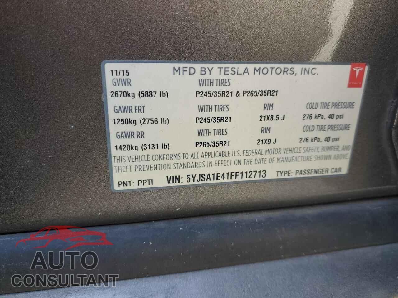 TESLA MODEL S 2015 - 5YJSA1E41FF112713