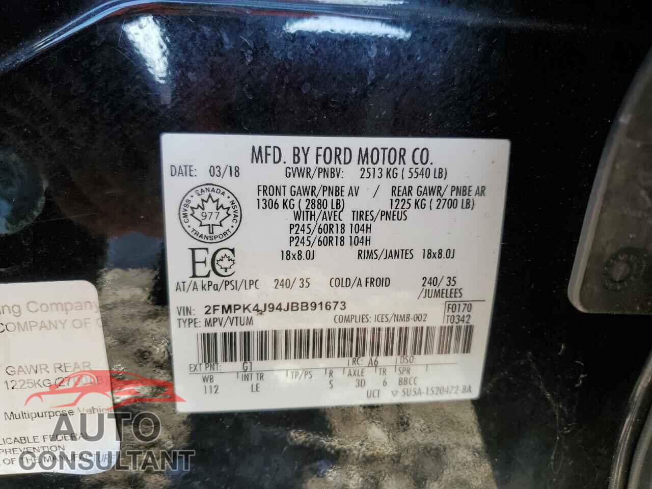 FORD EDGE 2018 - 2FMPK4J94JBB91673