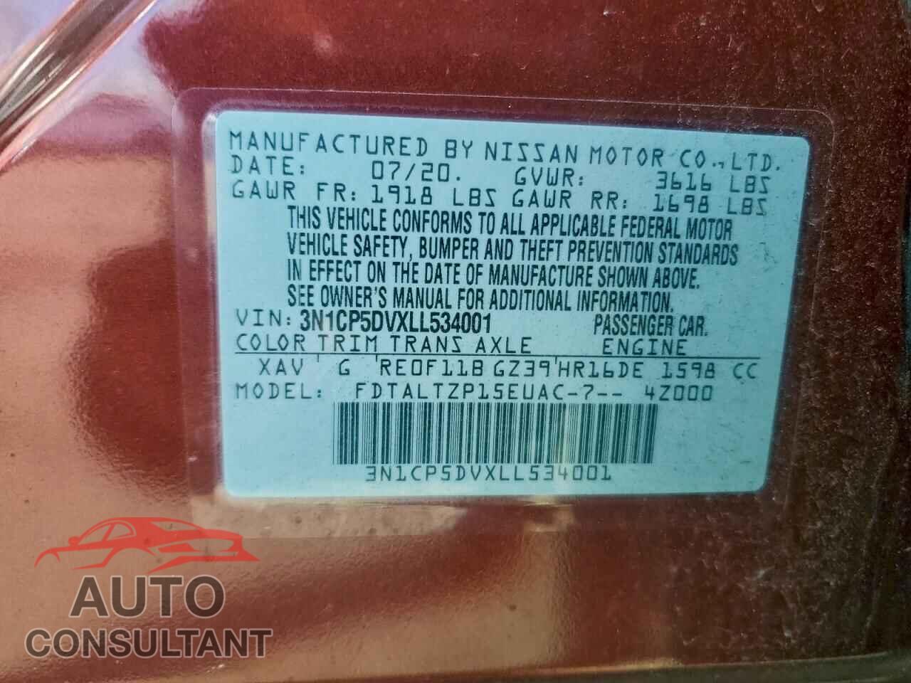 NISSAN KICKS 2020 - 3N1CP5DVXLL534001