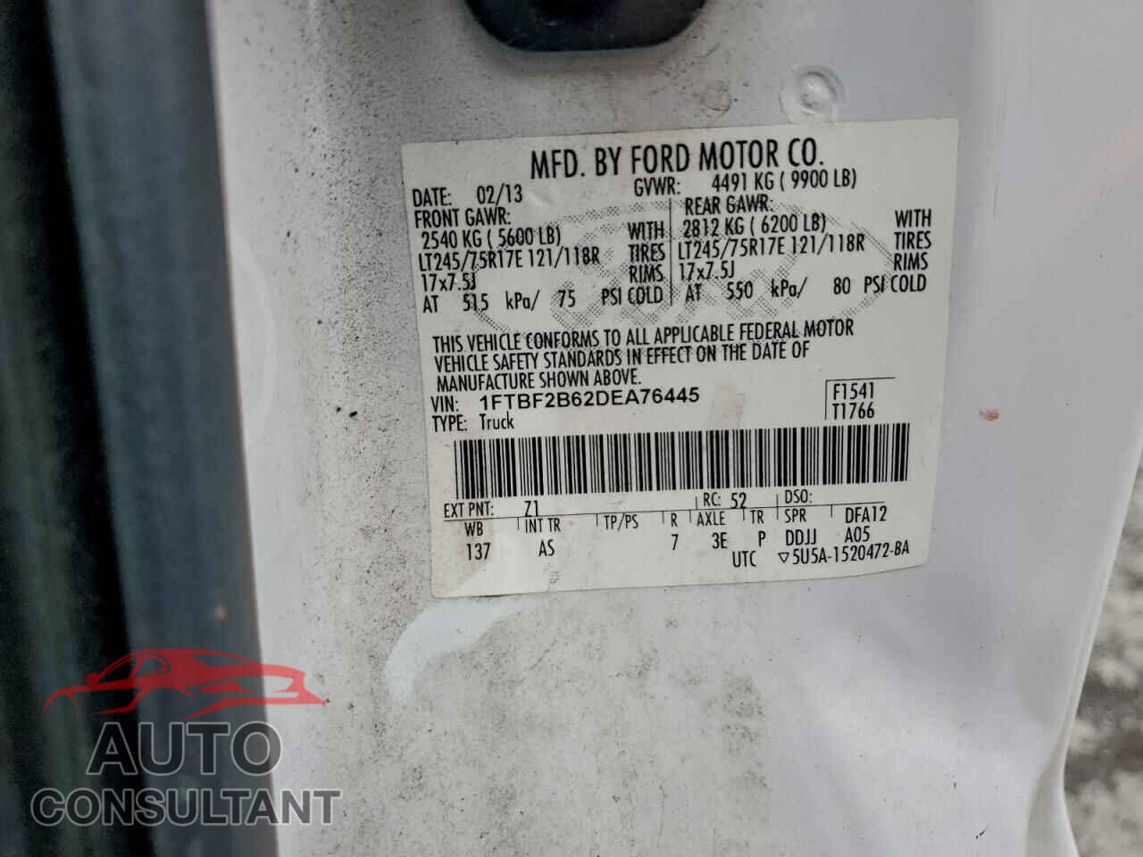 FORD F250 2013 - 1FTBF2B62DEA76445