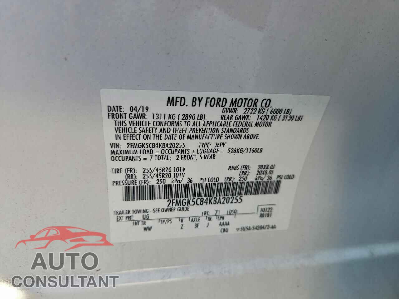 FORD FLEX 2019 - 2FMGK5C84KBA20255