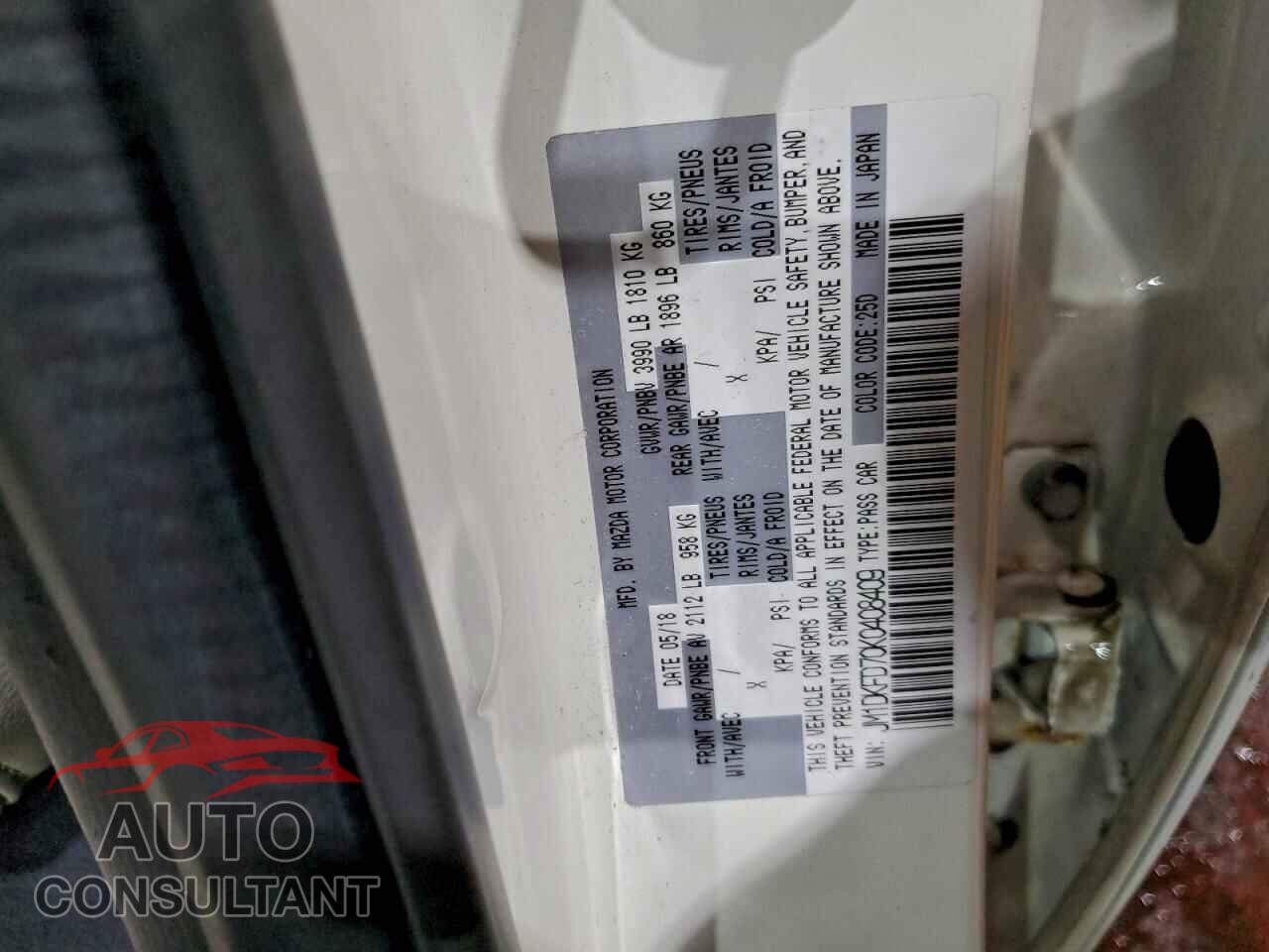 MAZDA CX-3 2019 - JM1DKFD70K0408409