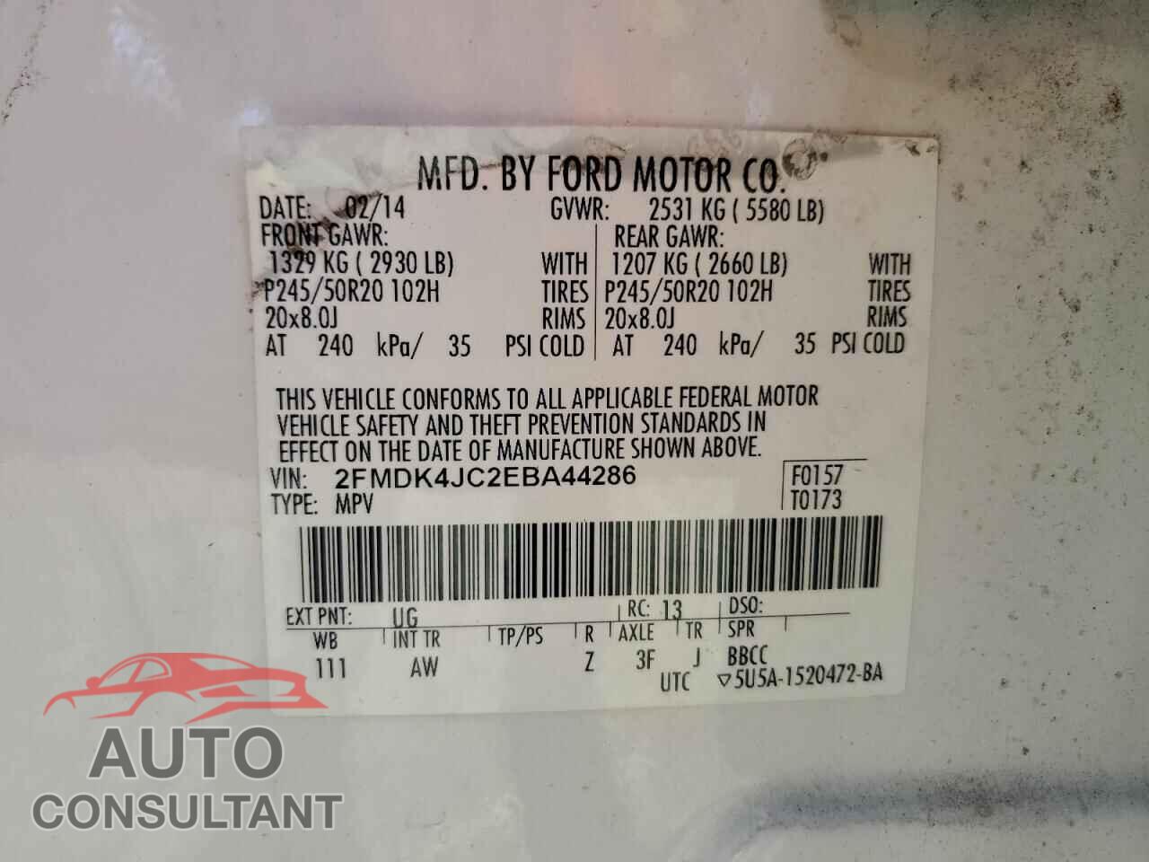 FORD EDGE 2014 - 2FMDK4JC2EBA44286