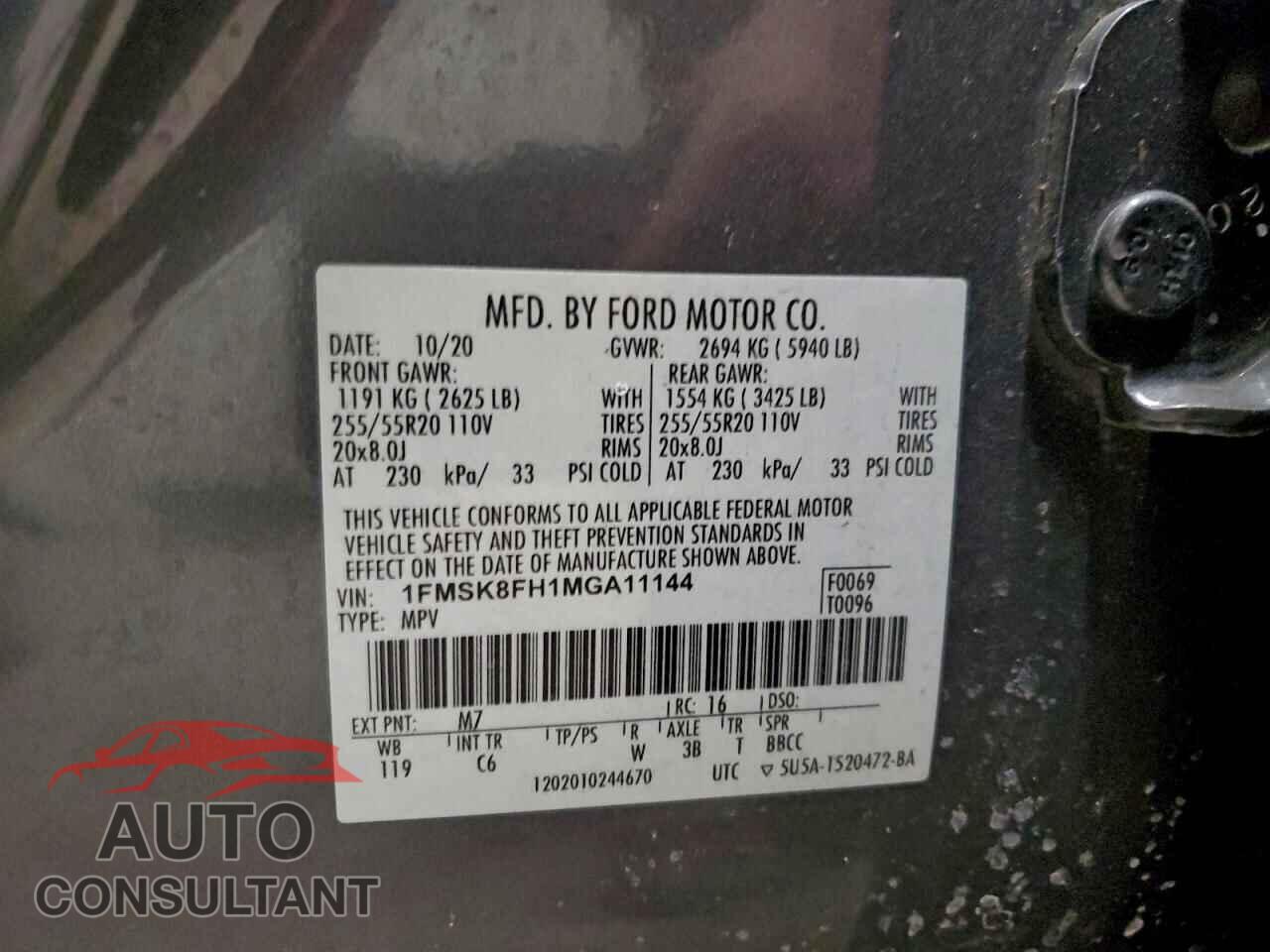 FORD EXPLORER 2021 - 1FMSK8FH1MGA11144