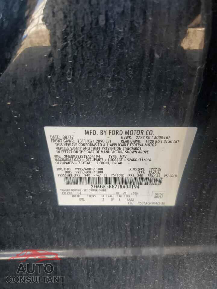 FORD FLEX 2018 - 2FMGK5B87JBA04194