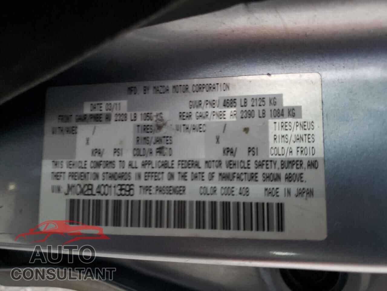 MAZDA 5 2012 - JM1CW2BL4C0113596