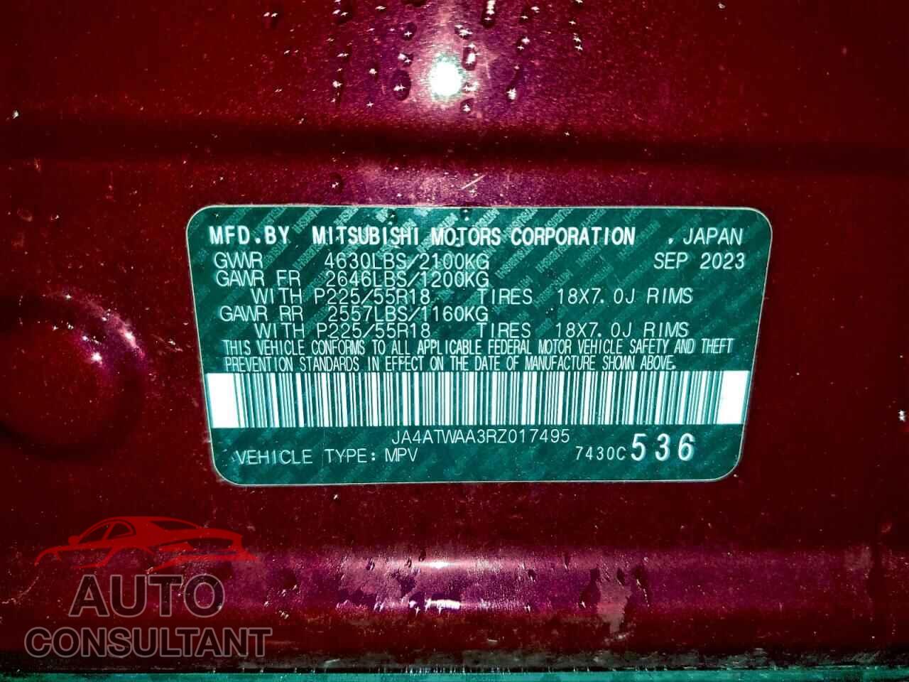MITSUBISHI ECLIPSE 2024 - JA4ATWAA3RZ017495