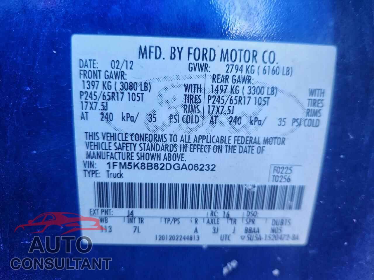 FORD EXPLORER 2013 - 1FM5K8B82DGA06232