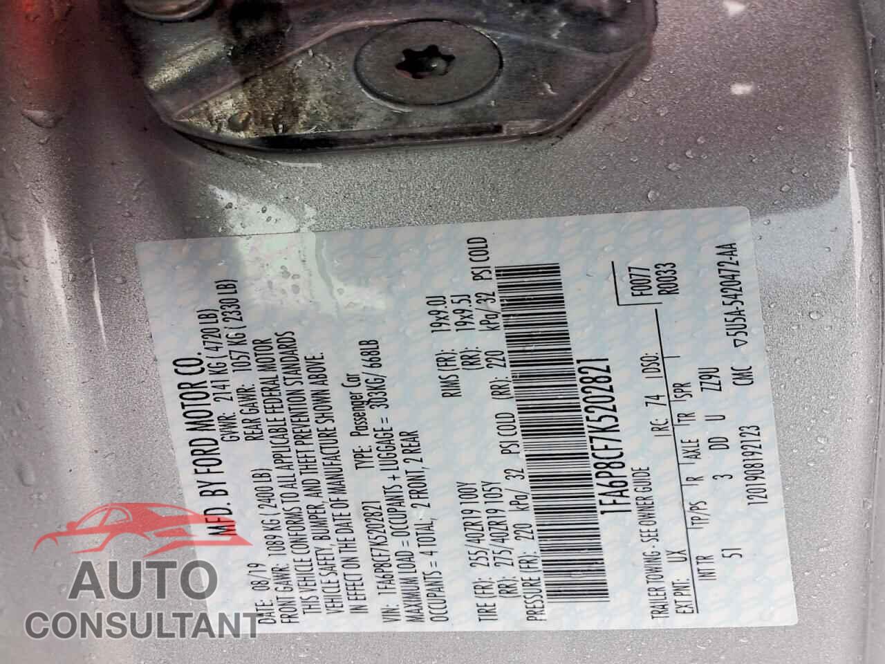 FORD MUSTANG 2019 - 1FA6P8CF7K5202821