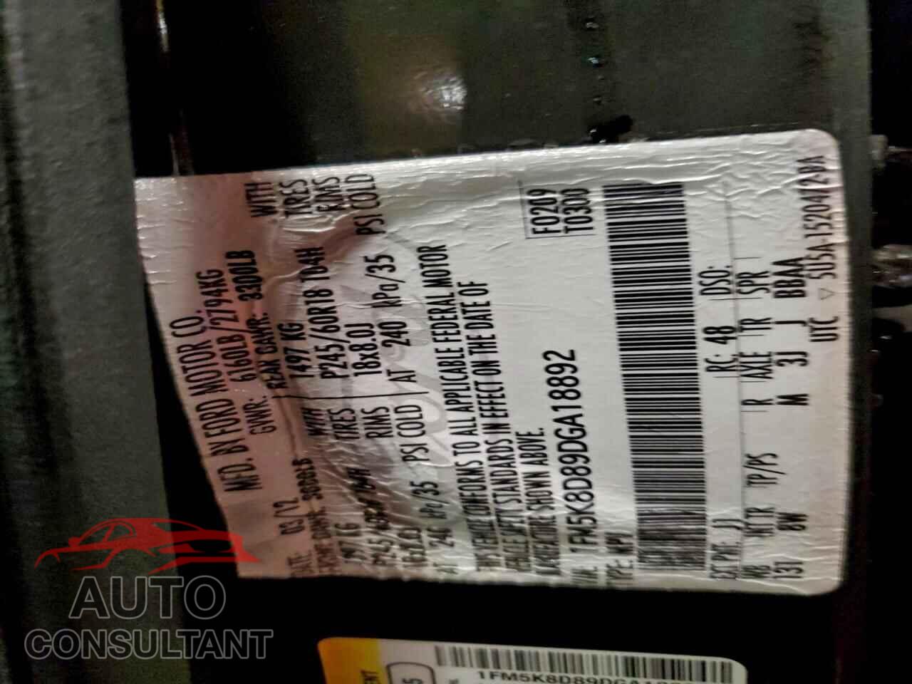 FORD EXPLORER 2013 - 1FM5K8D89DGA18892