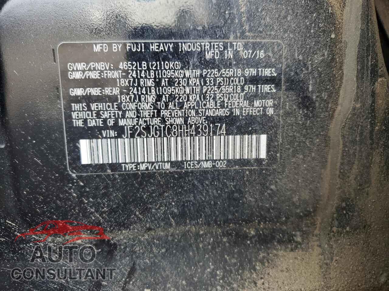 SUBARU FORESTER 2017 - JF2SJGTC8HH439174