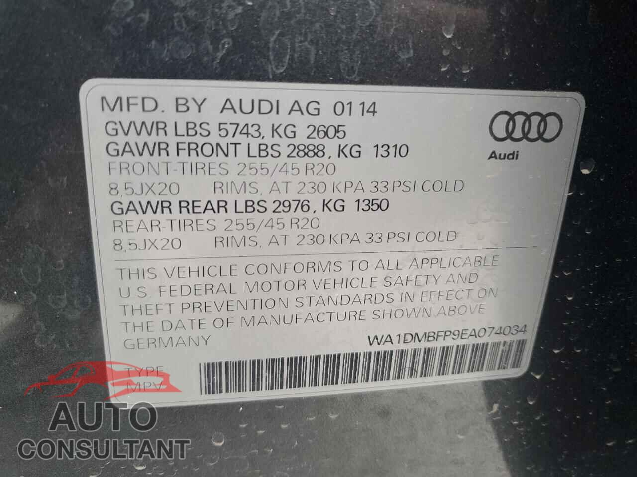 AUDI Q5 2014 - WA1DMBFP9EA074034