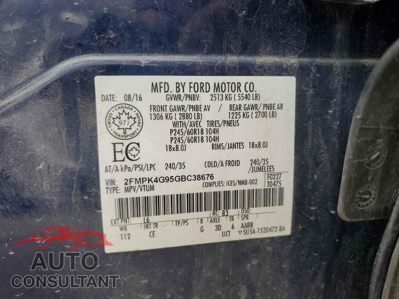 FORD EDGE 2016 - 2FMPK4G95GBC38676