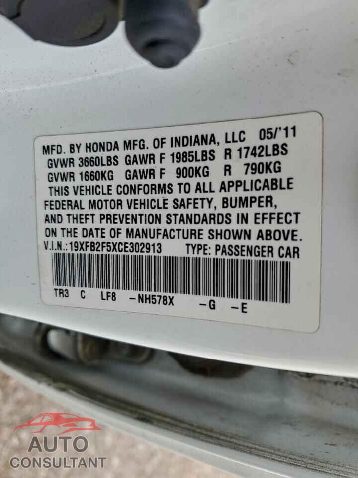 HONDA CIVIC 2012 - 19XFB2F5XCE302913