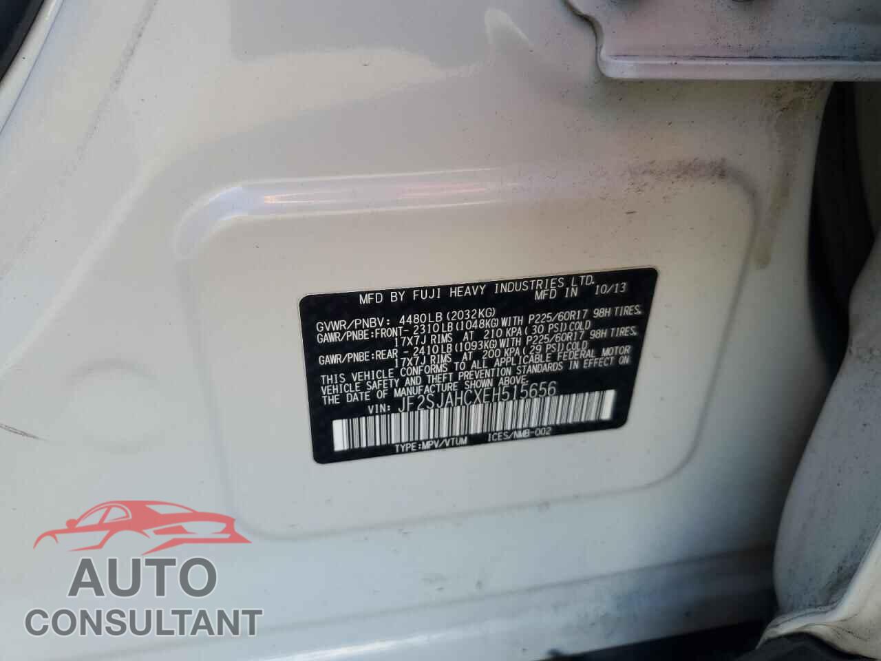 SUBARU FORESTER 2014 - JF2SJAHCXEH515656