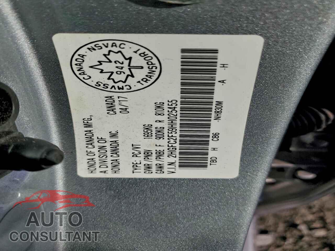 HONDA CIVIC 2017 - 2HGFC2F59HH025455