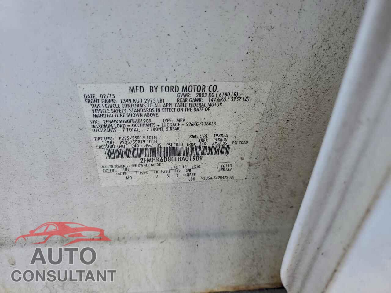 FORD FLEX 2015 - 2FMHK6D80FBA01989
