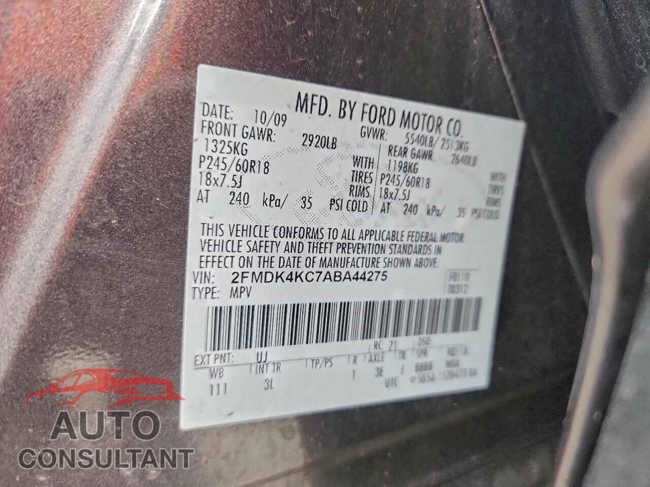 FORD EDGE 2010 - 2FMDK4KC7ABA44275