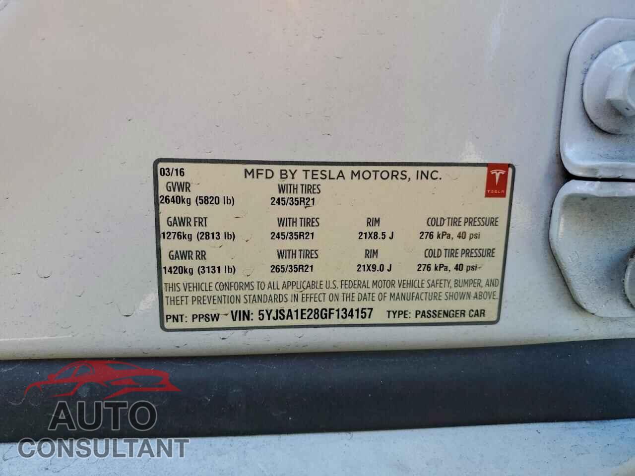 TESLA MODEL S 2016 - 5YJSA1E28GF134157