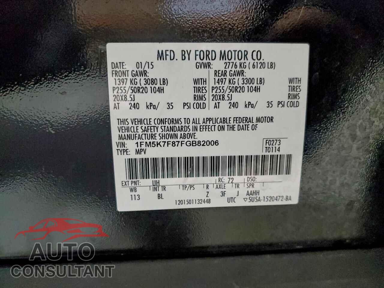 FORD EXPLORER 2015 - 1FM5K7F87FGB82006