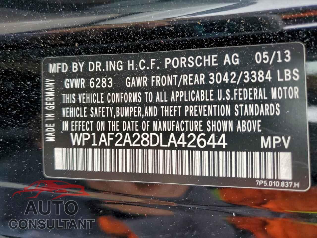 PORSCHE CAYENNE 2013 - WP1AF2A28DLA42644
