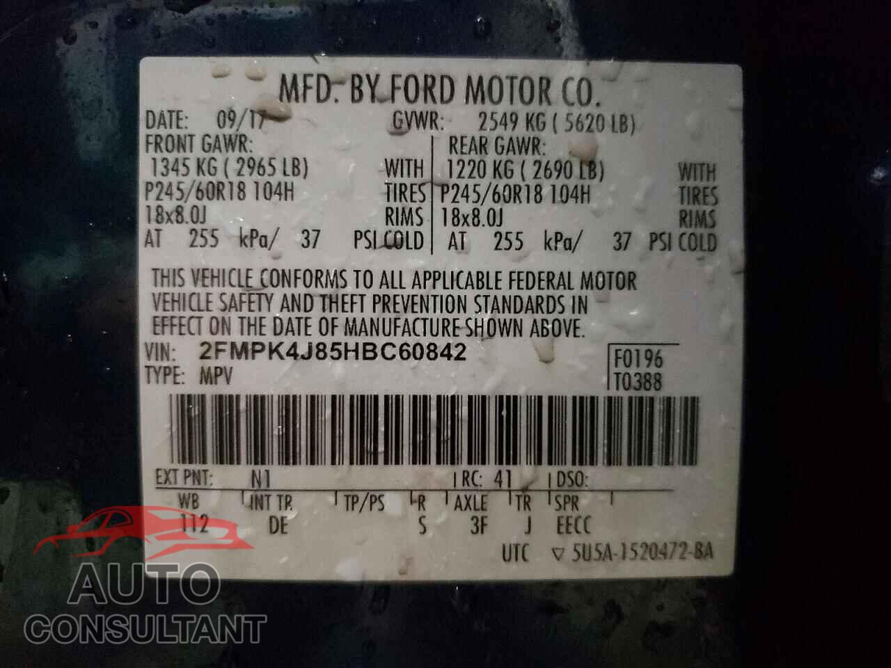 FORD EDGE 2017 - 2FMPK4J85HBC60842