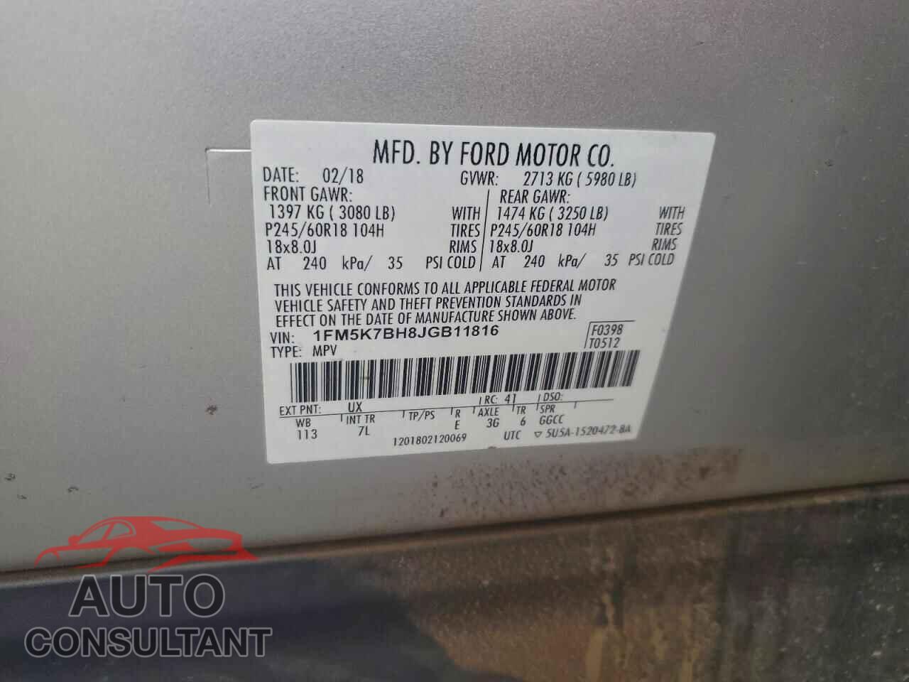 FORD EXPLORER 2018 - 1FM5K7BH8JGB11816