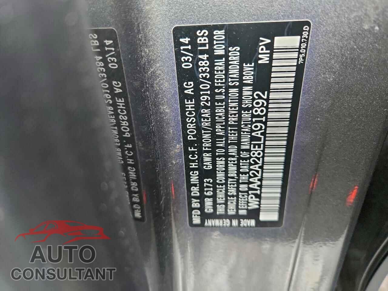 PORSCHE CAYENNE 2014 - WP1AA2A28ELA91892
