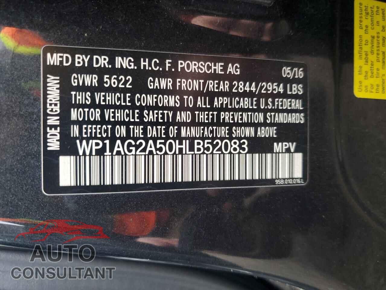 PORSCHE MACAN 2017 - WP1AG2A50HLB52083