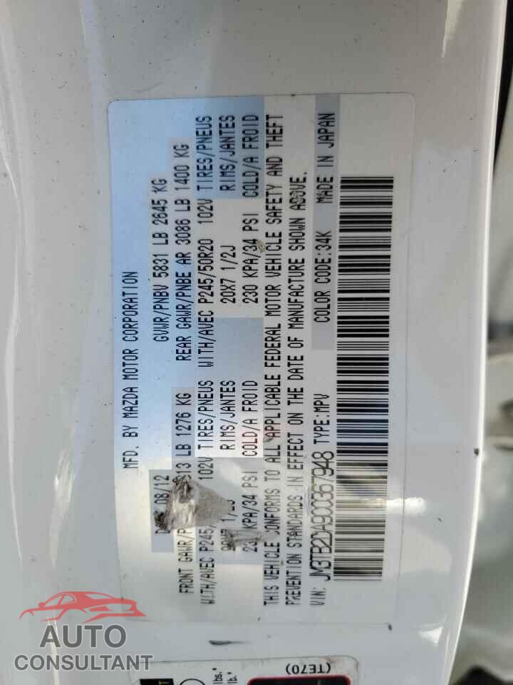 MAZDA CX-9 2012 - JM3TB2DA9C0367948