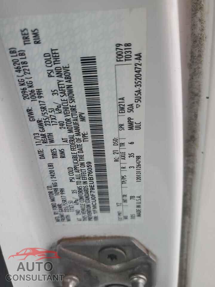 FORD ESCAPE 2014 - 1FMCU0F79EUB76059