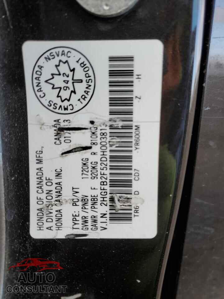 HONDA CIVIC 2013 - 2HGFB2F52DH003813