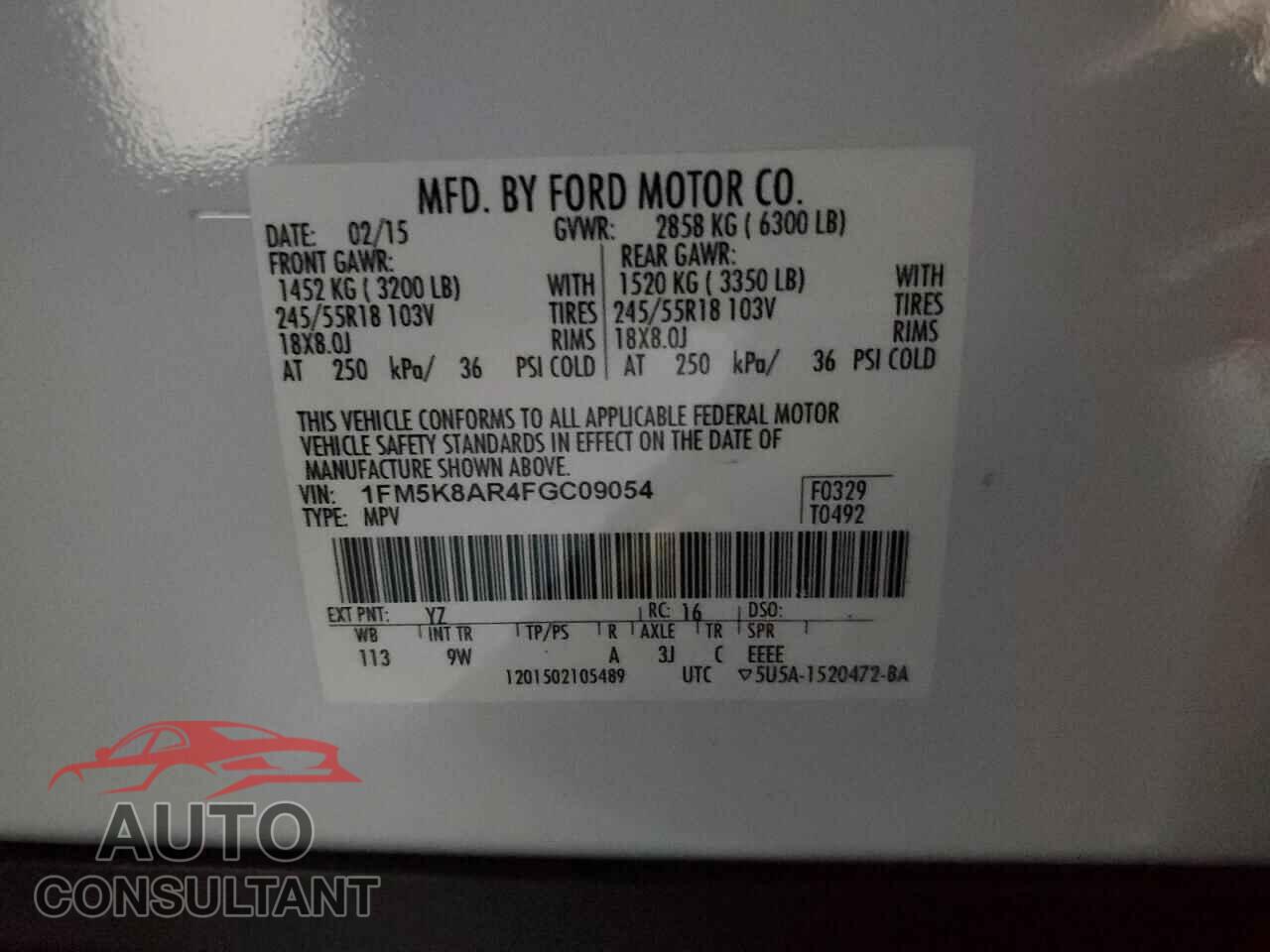 FORD EXPLORER 2015 - 1FM5K8AR4FGC09054