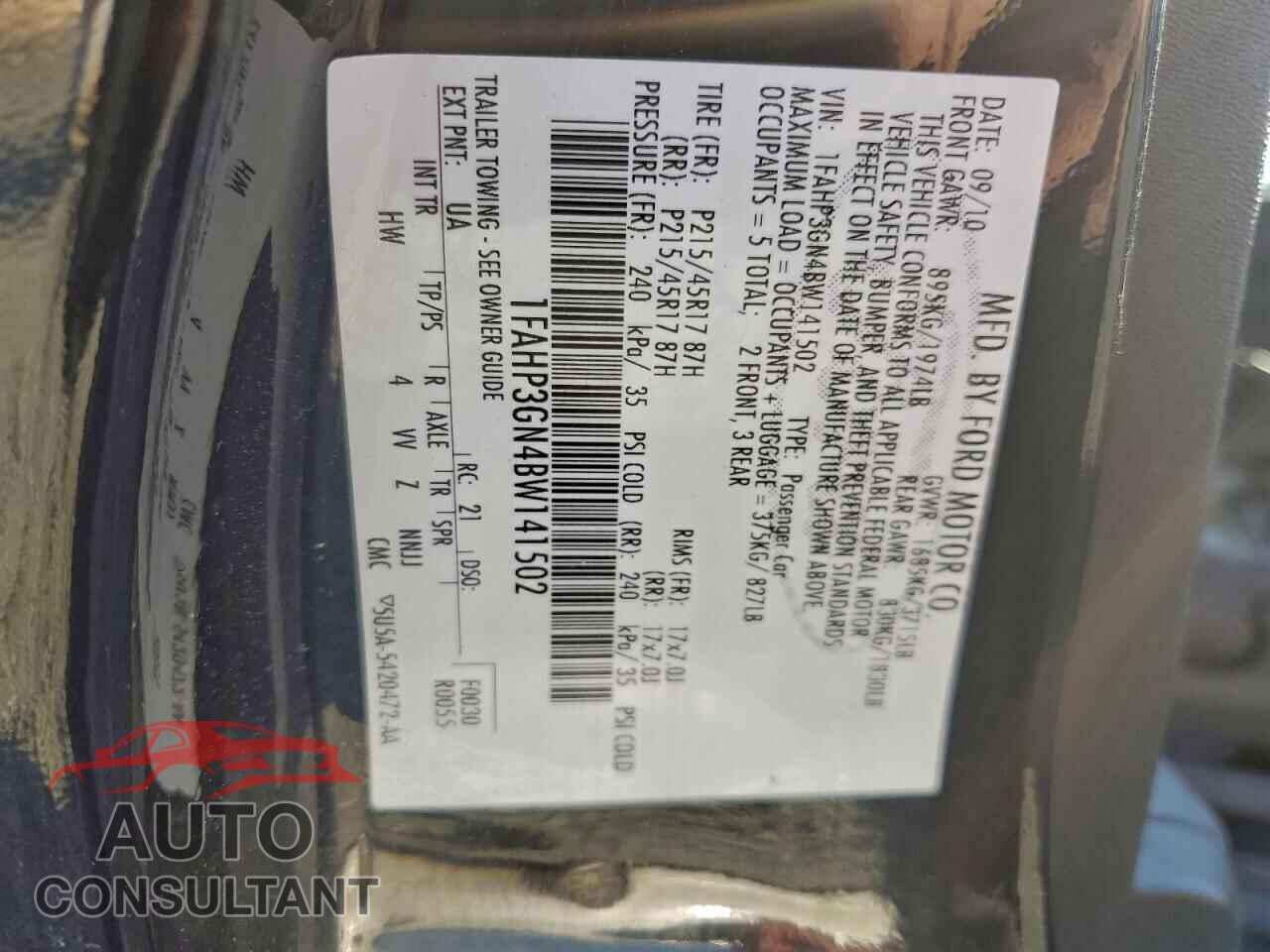 FORD FOCUS 2011 - 1FAHP3GN4BW141502