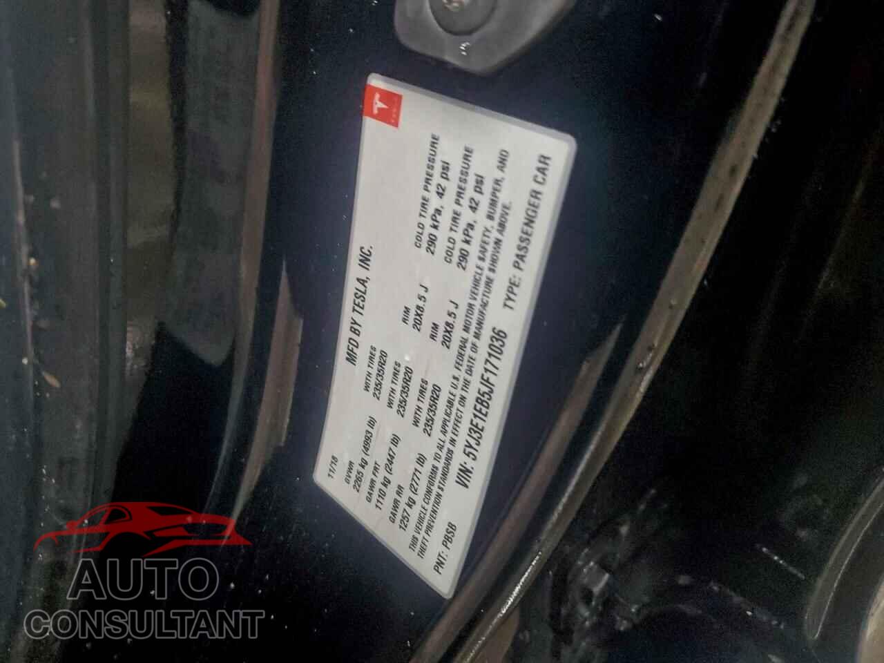 TESLA MODEL 3 2018 - 5YJ3E1EB5JF171036
