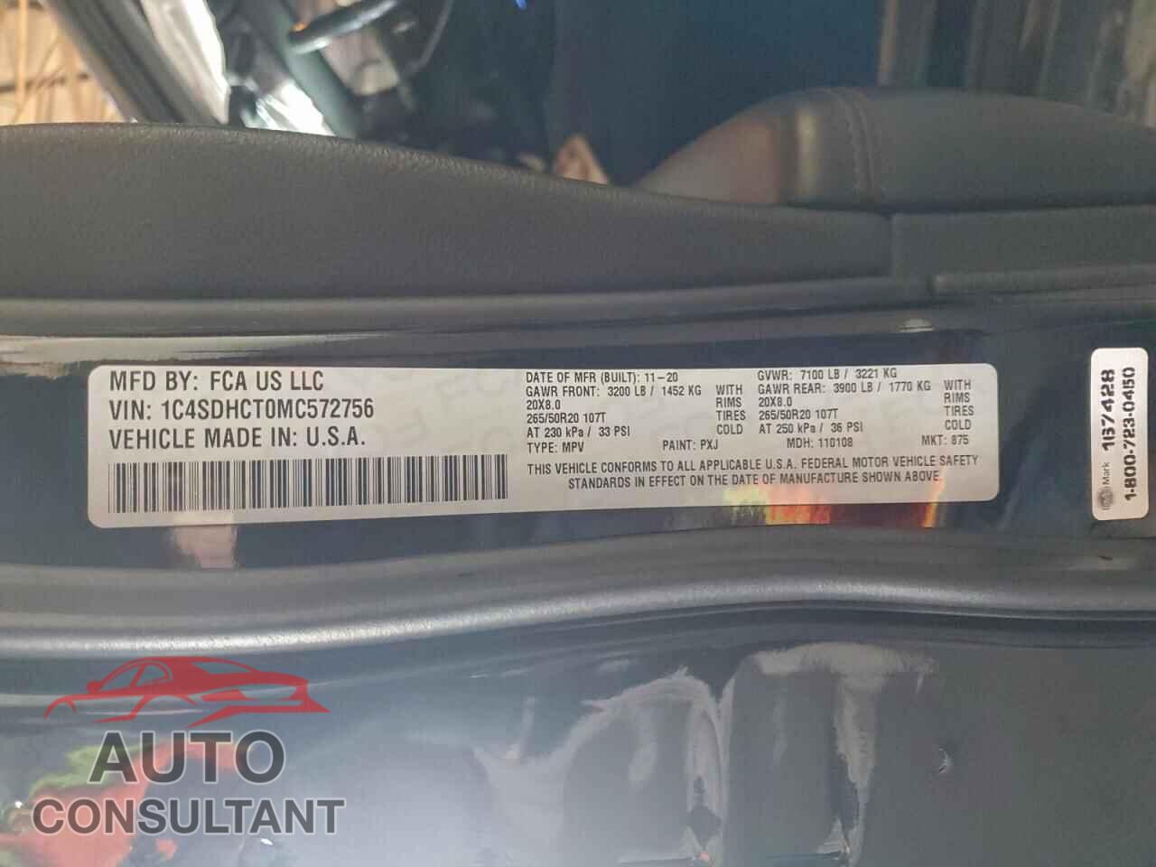 DODGE DURANGO 2021 - 1C4SDHCT0MC572756