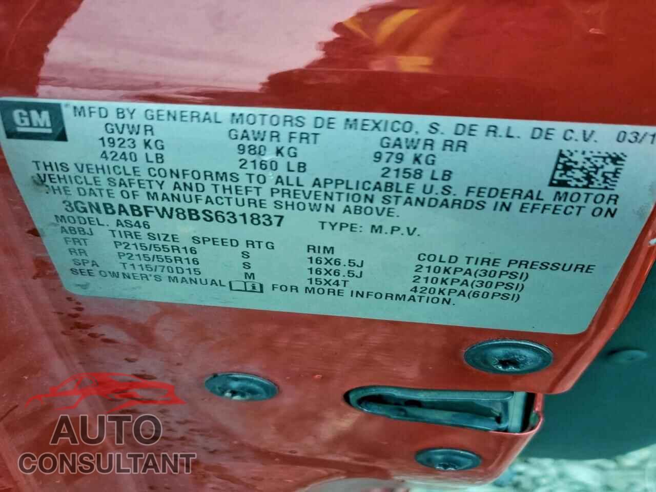CHEVROLET HHR 2011 - 3GNBABFW8BS631837