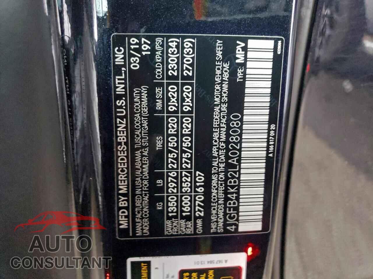 MERCEDES-BENZ GLE-CLASS 2020 - 4JGFB4KB2LA028080
