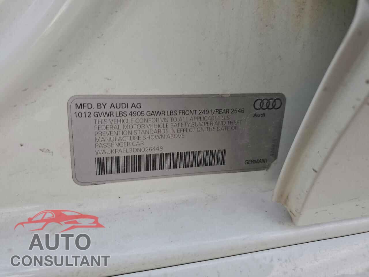 AUDI A4 2013 - WAUKFAFL3DN026449