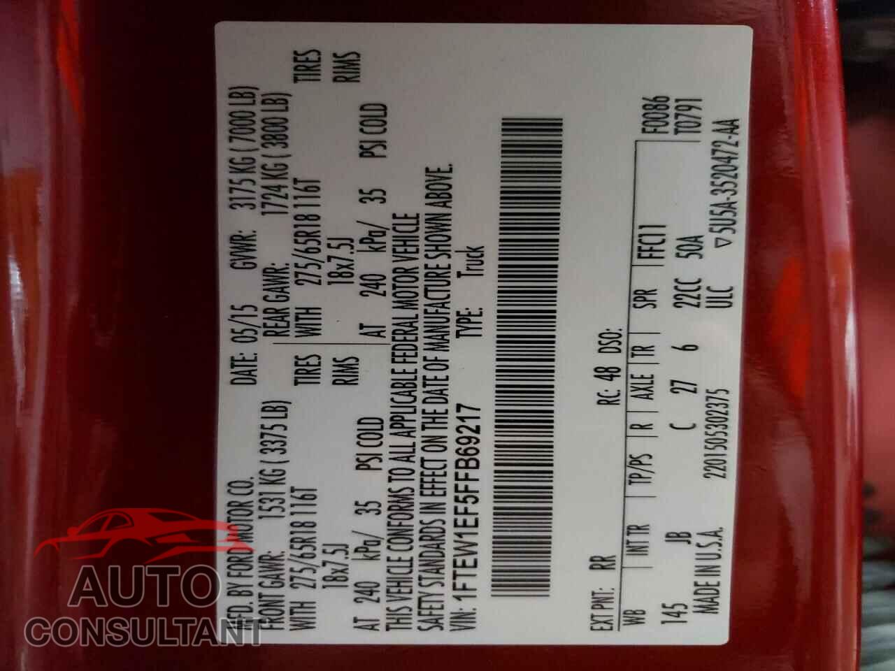 FORD F-150 2015 - 1FTEW1EF5FFB69217
