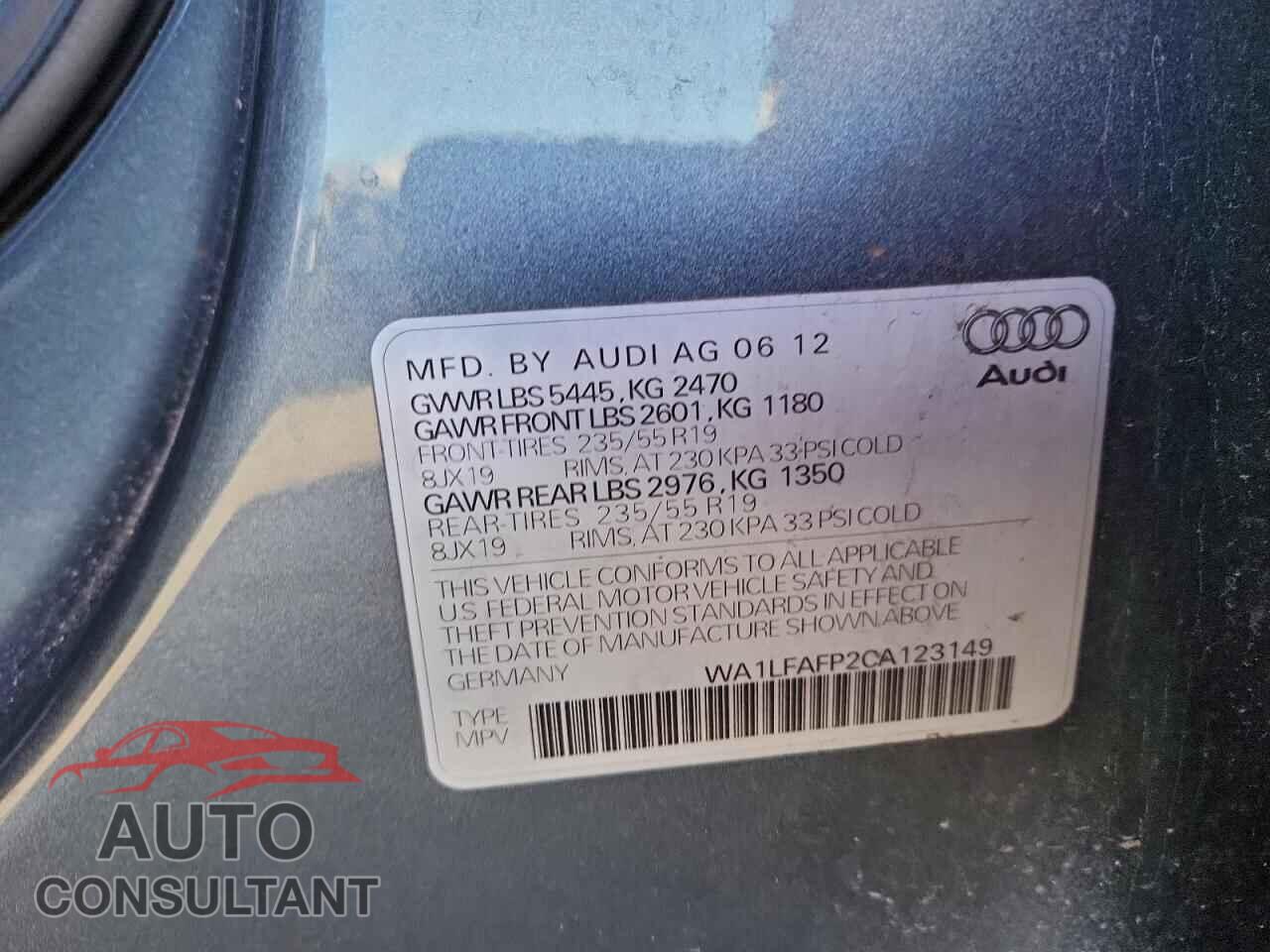AUDI Q5 2012 - WA1LFAFP2CA123149