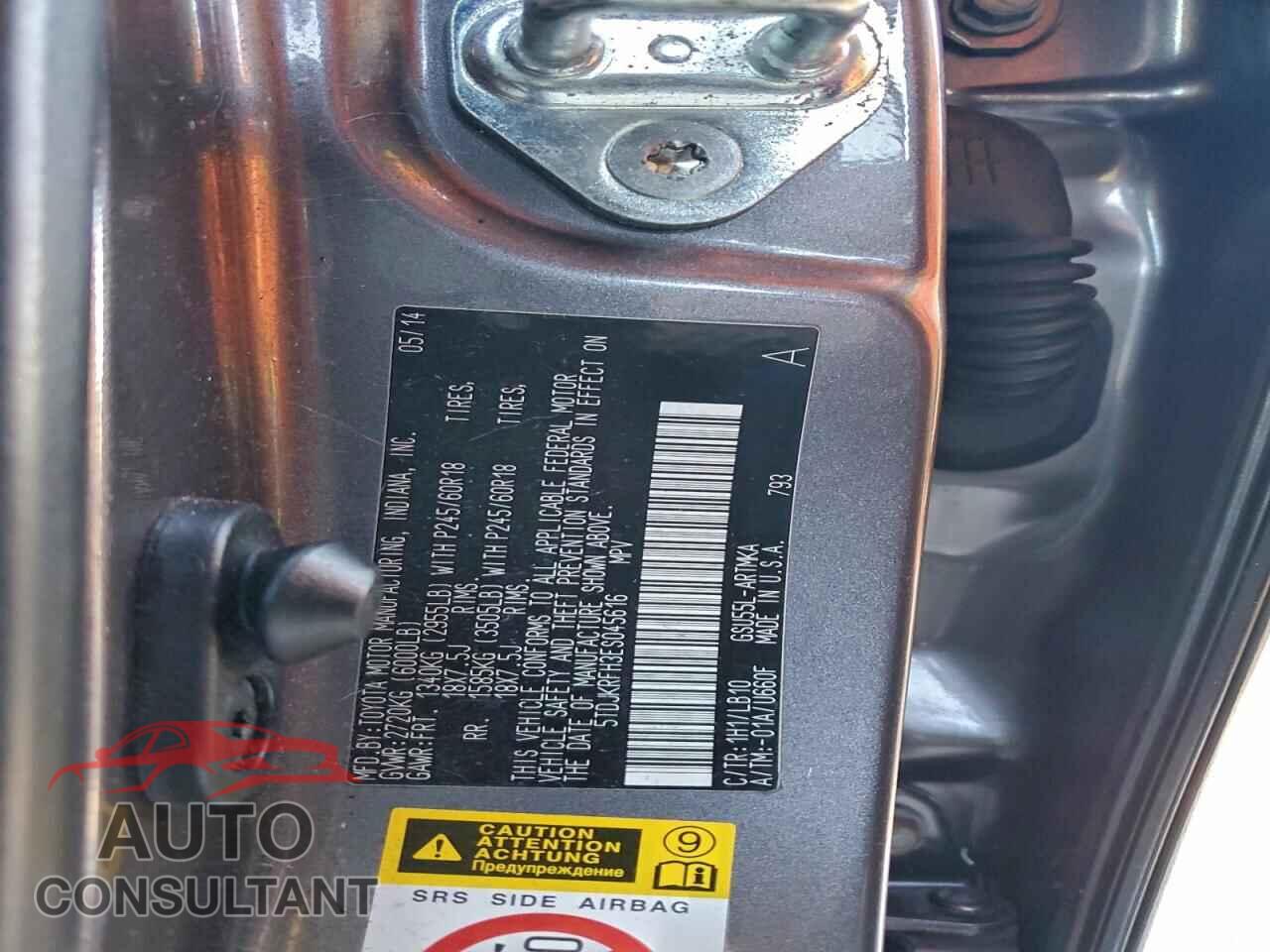 TOYOTA HIGHLANDER 2014 - 5TDJKRFH3ES045616