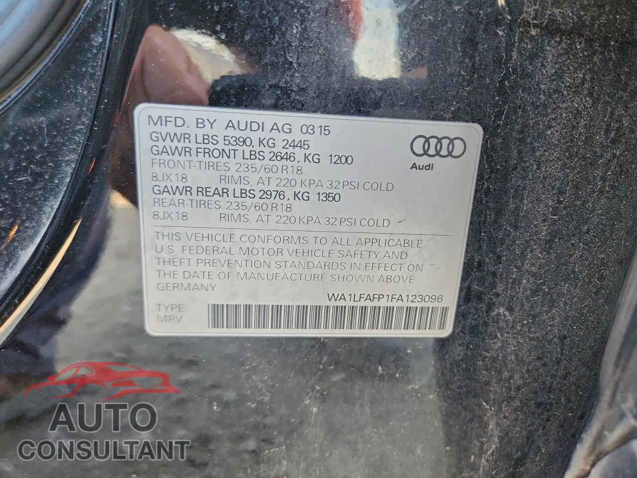 AUDI Q5 2015 - WA1LFAFP1FA123096