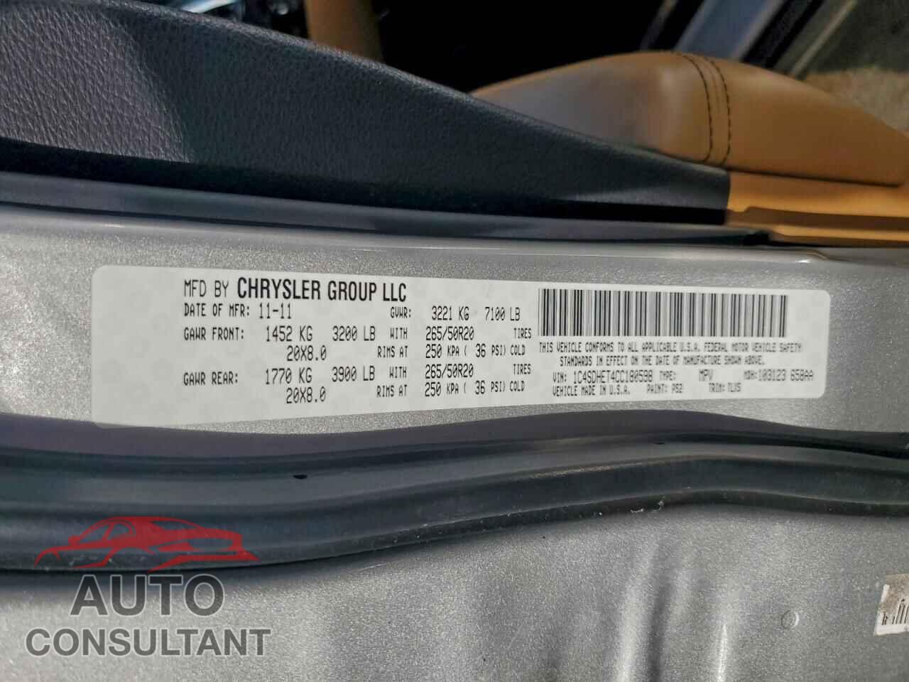 DODGE DURANGO 2012 - 1C4SDHET4CC180598
