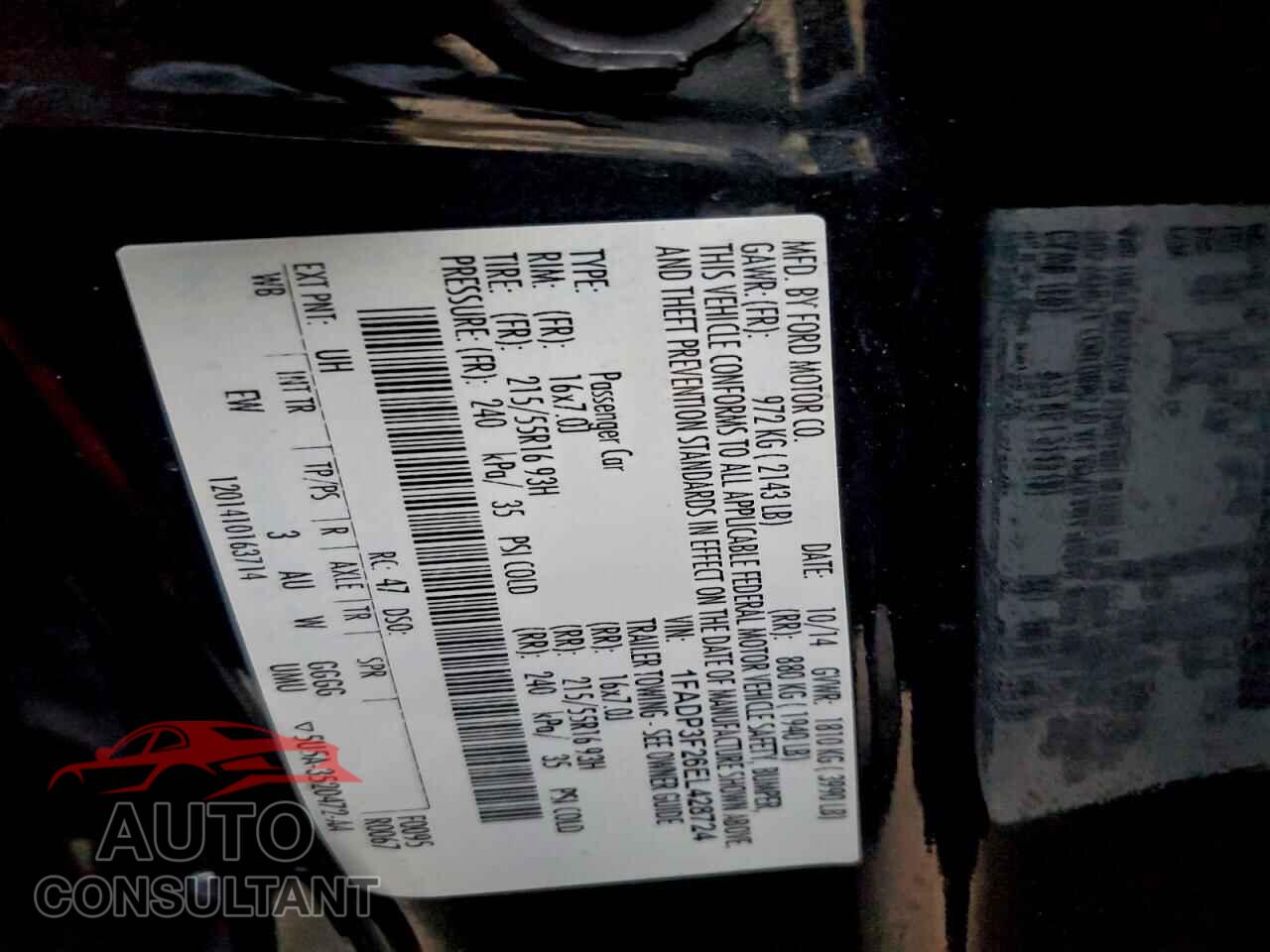 FORD FOCUS 2014 - 1FADP3F26EL428724